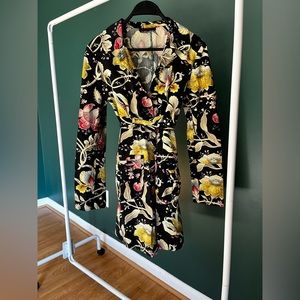 Kenzo Multicolor Floral Button Belted Designer Trench Coat Size 40 (US 10)